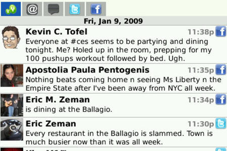SocialScope para BlackBerry, cliente de microblogging