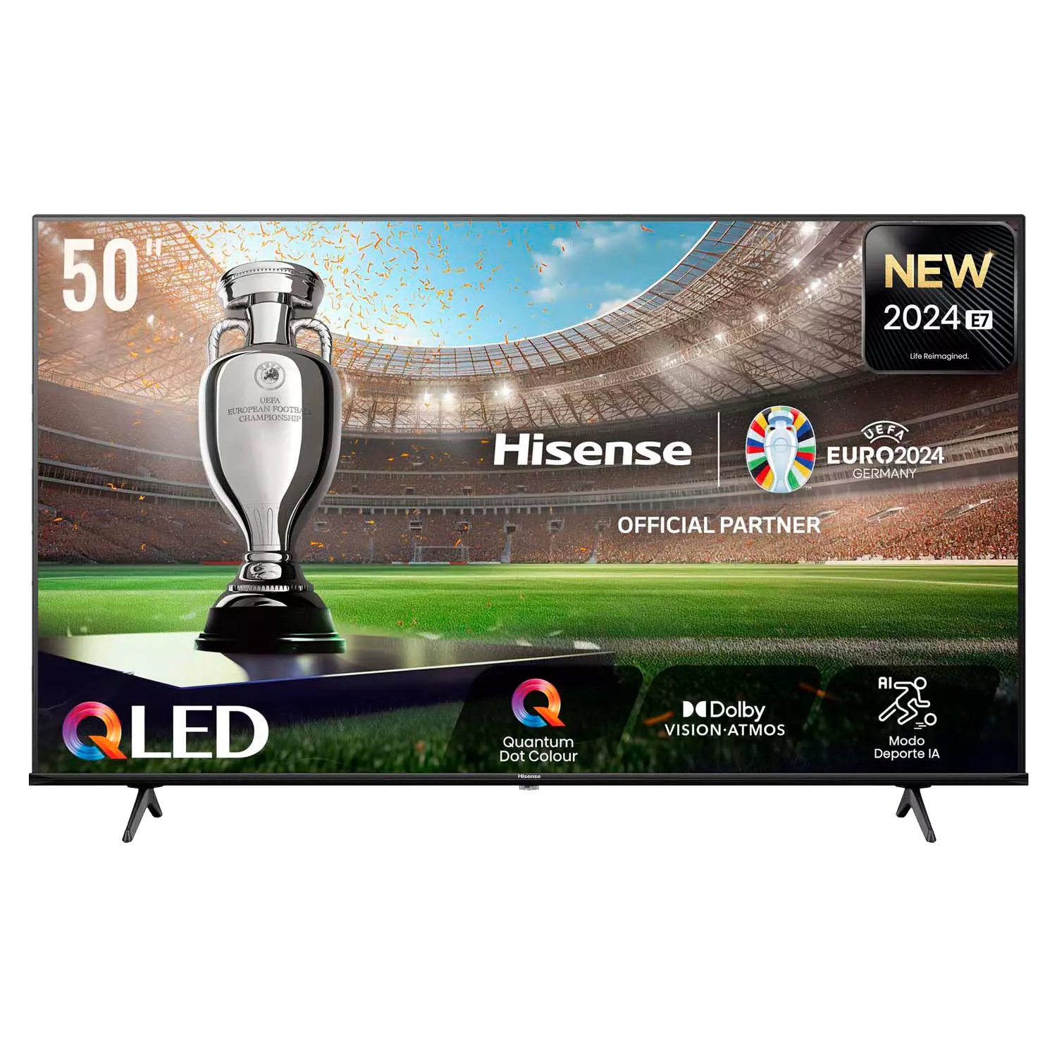 REACONDICIONADO Seminuevo Muy bueno TV QLED 50" - Hisense 50E7NQ, UHD 4K, HDR10+, Modo Juego, Dobly MS12, Quad Core/MT9603, IA, Air Play, Negro