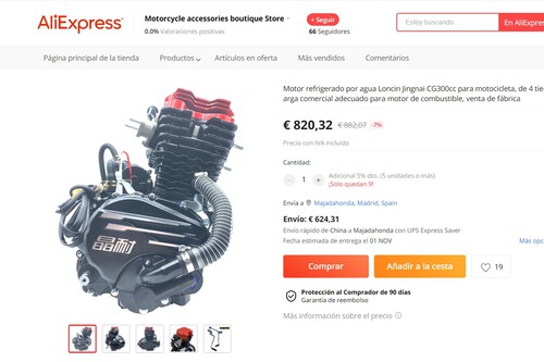 Aliexpress está vendiendo motores, y montarlos en tu moto no parece muy buena idea