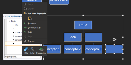 Organizar información mapa conceptual Word