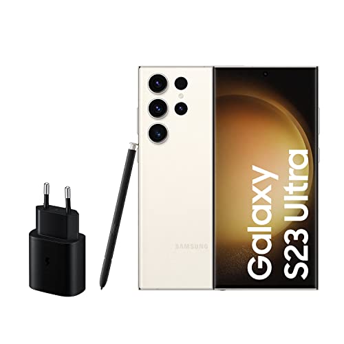 SAMSUNG Galaxy S23 Ultra, 512GB + Cargador de 45W - Smartphone Android, Batería de 5000 mAh, Smartphone Desbloqueado, Color Beige (Versión Española)