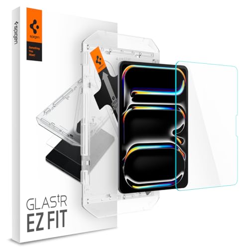 Spigen Glas.tR EZ Fit Protector de Pantalla para iPad Pro 11 Pulgadas (M5, 2025, 8.ª generación; M4, 2024, 7.ª generación), 1 Unidad, Dureza 9H, Fácil Instalación, Alta Definición