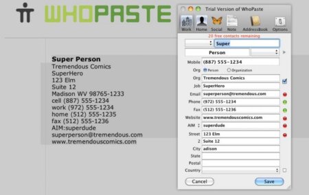 Whopaste, agrega los datos de tus contactos rápidamente a diferentes aplicaciones