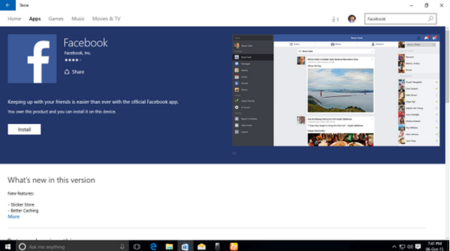 Facebook, Facebook Messenger e Instagram llegarán a Windows 10 como aplicaciones universales