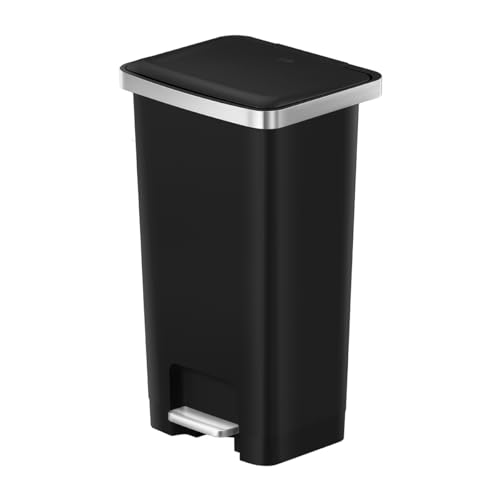 EKO. Bote de basura Negro Hana 45 L con ruedas integradas. Cubo de basura para cocina