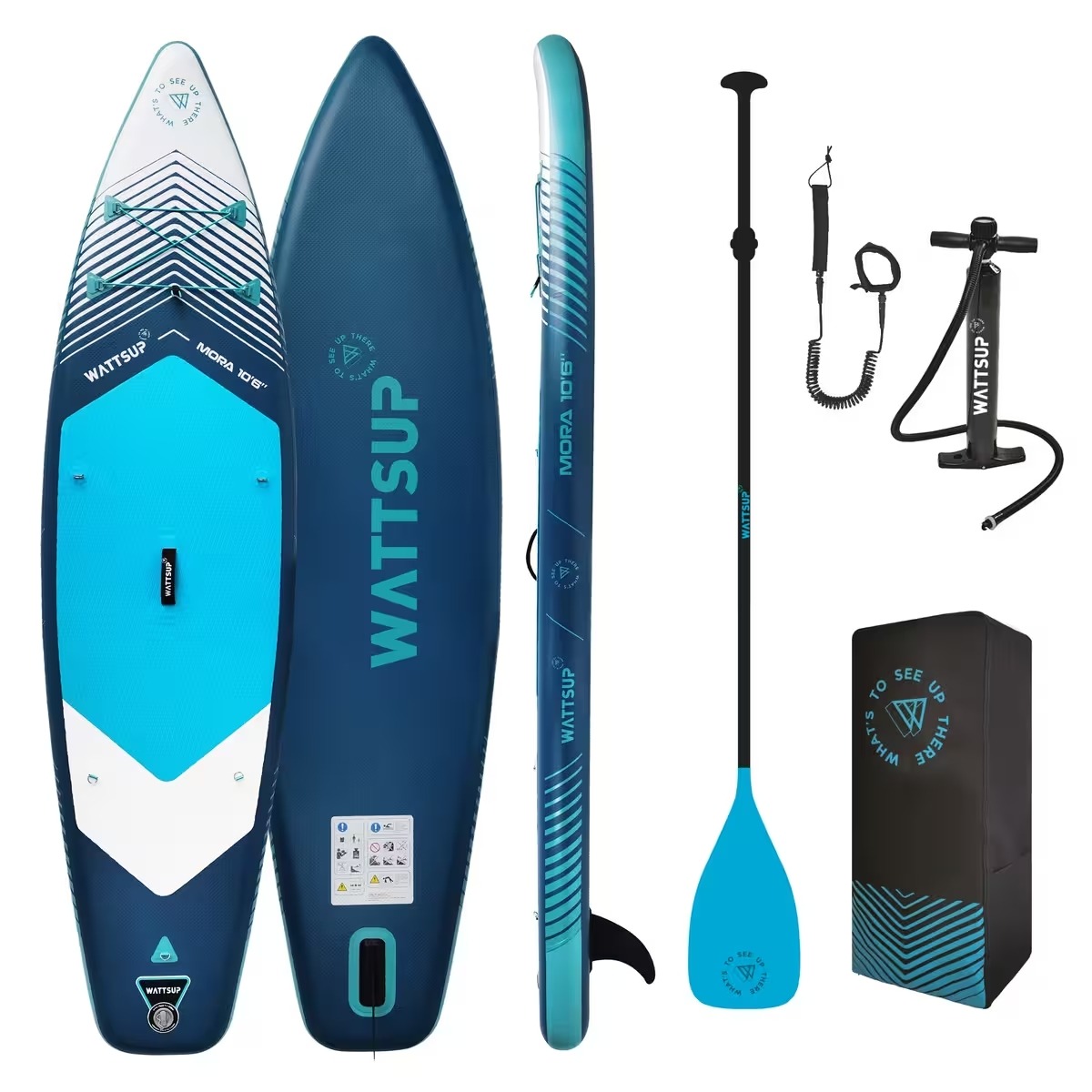 Tabla Paddle Surf Hinchable Pack (Tabla + Bomba + Remo) Wattsup Mora 10'6 32" 6"