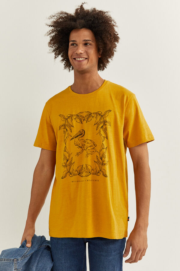 Camiseta amarilla con estampado de pelícano