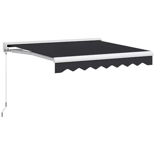 Outsunny Toldo Eléctrico Retráctil y Manual con Mando a Distancia 2,5x2 m Toldo de Exterior Terraza Enrollable con Manivela y Marco de Aluminio para Jardín Puerta Ventana Gris