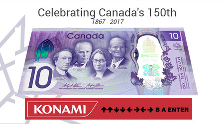 El código Konami activa un Easter Egg en la web del nuevo billete de 10 dólares canadienses