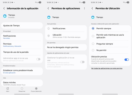 Ubicación: Siempre permitir y permite datos en segundo plano