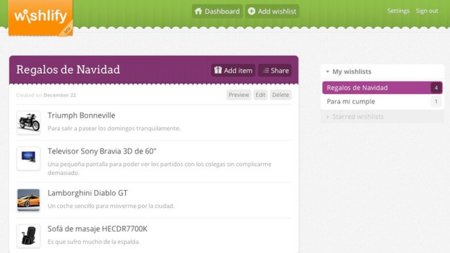 Wishlify, crea y comparte listas con lo que quieres que te regalen