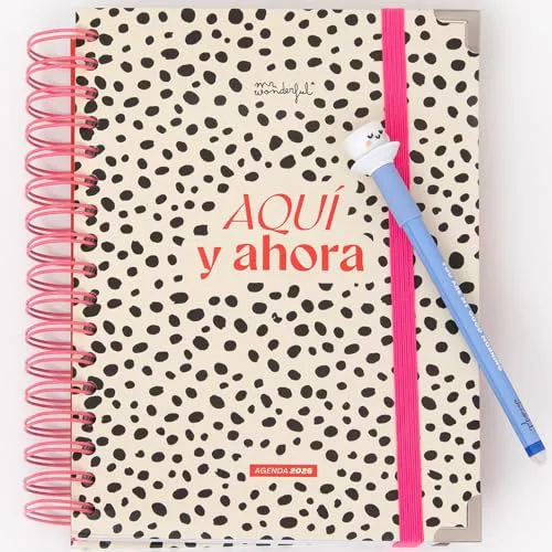 Mr. Wonderful - Agenda Anual Office 2026 Vista Diaria + Bolígrafo Bobo Borrable - Aquí y ahora