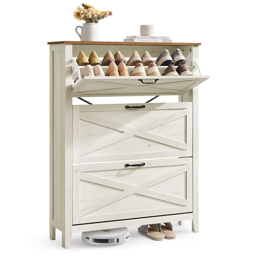VASAGLE Mueble Zapatero con 3 Cajones Abatibles