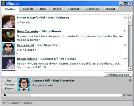 Blipster, Blip.fm en tu escritorio mediante Adobe AIR