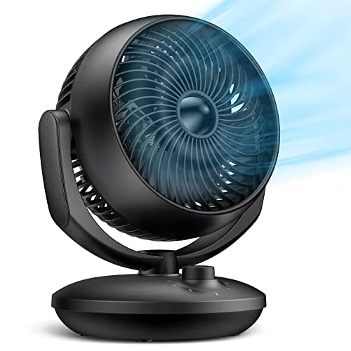 Ventilador Silencioso Circulación de Aire, Auto Oscilación Ventiladores Turbo Potente, 3 Velocidades, 15㎡ Area Cobertura, Inclinación Ajustable de 100°, para Dormitorio, Sala de Estar y Oficina
