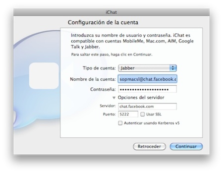 Como añadir el chat de Facebook a iChat