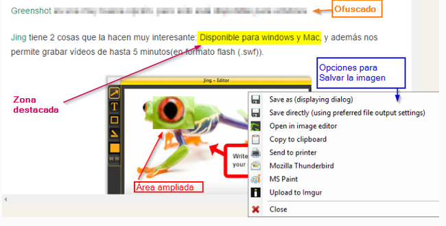 Imagen capturada con Greenshot y con diferentes efectosGreenshot