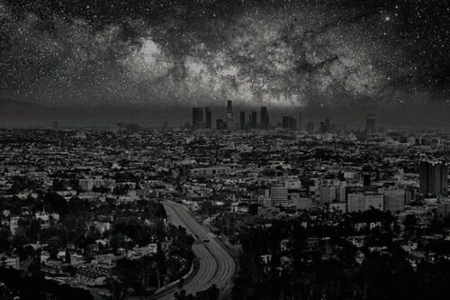Fotomontagem mostrando ficou Los Angeles sem luz à noite. Créditos: Thierry Cohen