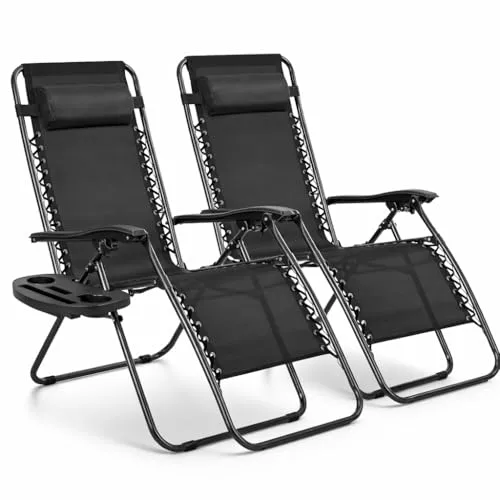 Pack 2 Tumbonas o Sillas de Exterior Plegables para jardín | Playa | Piscina o Terraza | Hamacas Reclinables Camping con Portavasos y Reposacabezas | Hasta 150kg | 