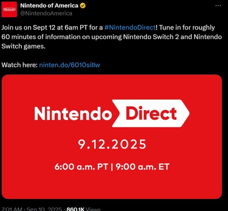 Nintendo Direct Septiembre 2025 Fecha