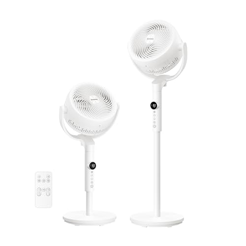SONGMICS Ventilador de Pie, Ventilador Silencioso 20 dB, Mando a Distancia, Dormitorio, Oscilante 120°+135°, 15 Velocidades, Temporizador 15 Horas, 3 Modos, Altura Ajustable, Blanco Nube XFC002W1EU