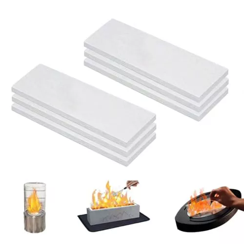 SIGANDG Lana de cerámica para bioetanol 300x100x10mm Esponja de cerámica de la chimenea en lana Adecuado para chimeneas, chimeneas de mesa, estufas de barbacoa (6 paquetes)