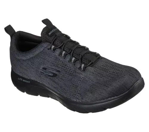 Skechers Hombre Summits Louvin Zapatillas, Black Mesh/PU/Trim, 42 EU