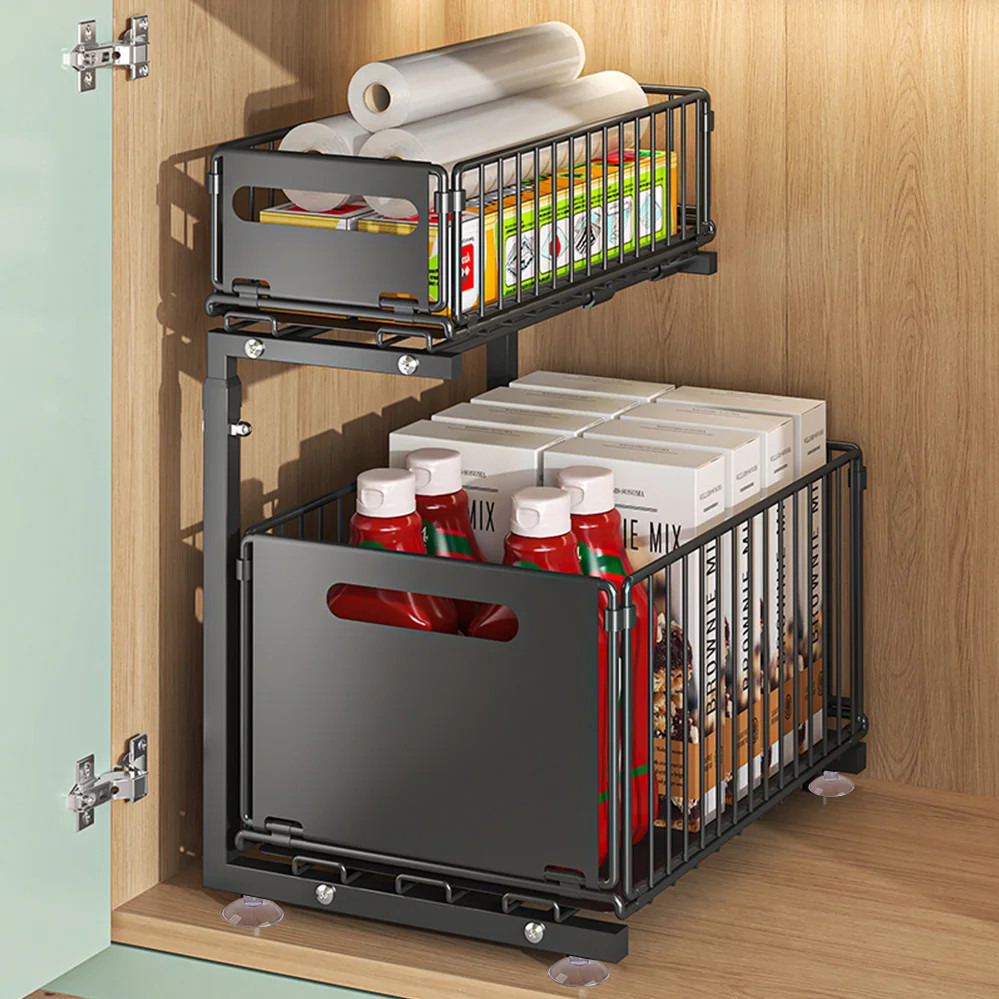 Organizador de gabinete extraíble de 2 niveles