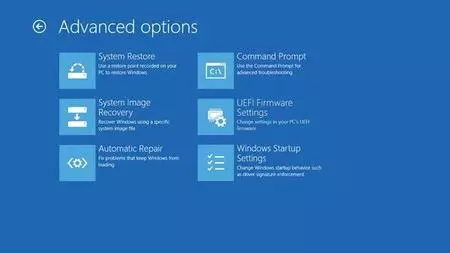 Opciones avanzadas en Windows 8