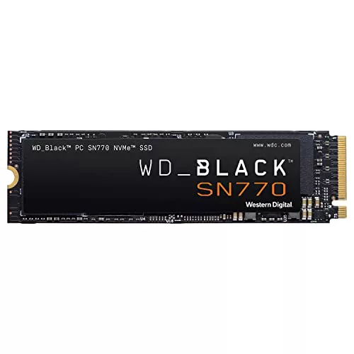 WD_BLACK SN770 NVMe SSD, 1 TB M.2 2280 Game Drive, Velocidad de lectura hasta 5150 MB/s, PCIe Gen4 NVMe, SSD de juegos de alto rendimiento