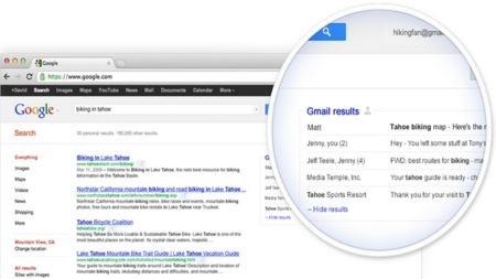Google prueba a incluir los resultados de nuestros correos de Gmail en los de su buscador