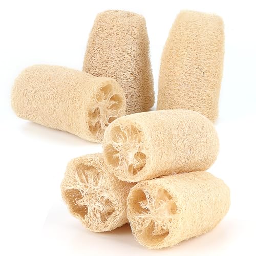 6 PCS Esponjas de Luffa Naturales, Esponja Exfoliante Esponja Ducha para Lavado de Ducha y Limpieza de Cocina