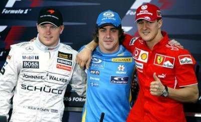 Alonso Raikkonen y Schumacher