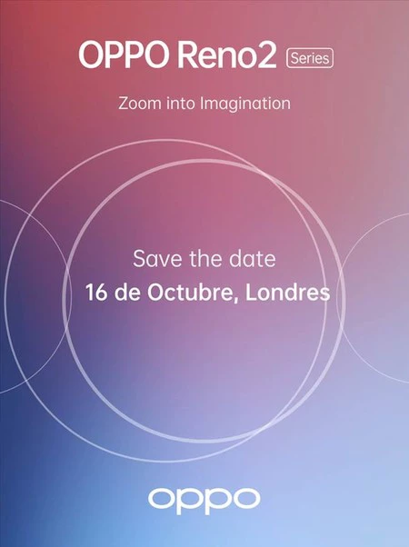 OPPO Reno2 シリーズのプレゼンテーションへの OPPO の招待状。