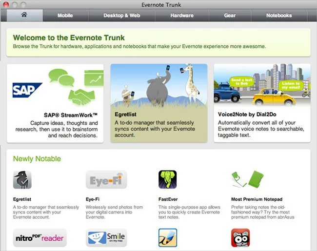 La tienda de Evernote, Evernote Trunk