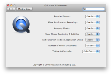 Modifica las opciones de Quicktime Player X
