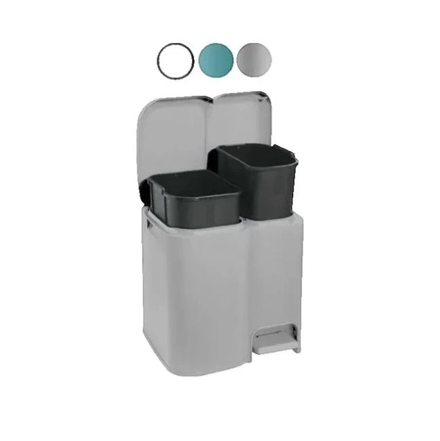 TONTARELI Cubo de reciclaje ''PATTY2'' con 2 compartimentos y cubos bextraíbles color blanco
