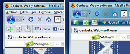 Firefox con Glasser, Antes y Despues