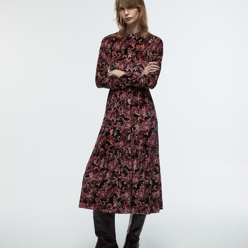 Sfera - Vestido estampado terciopelo.