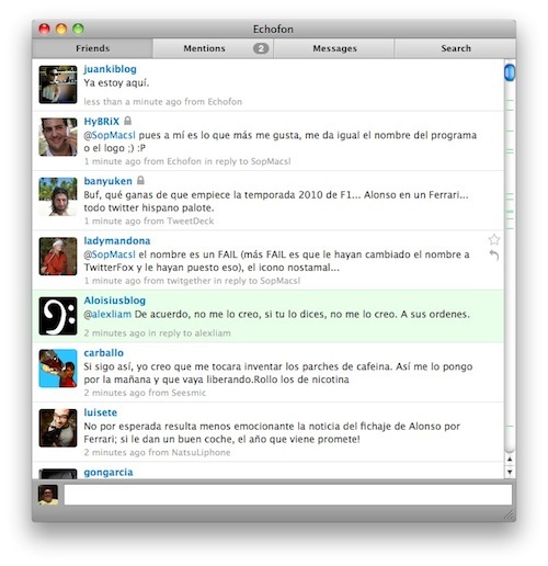 Echofon, un nuevo y delicioso cliente de Twitter para Mac