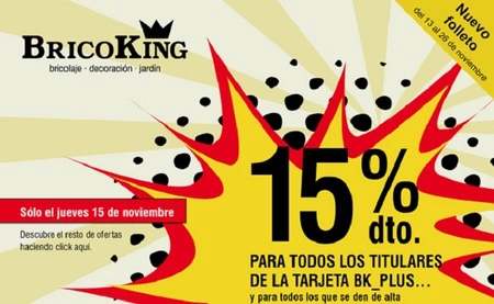 15% de descuento en Bricoking para los titulares de la tarjeta Bk_Plus y nuevos socios este jueves 15