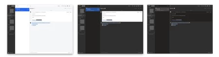 macOS 上の Missive の 3 つの異なる外観。