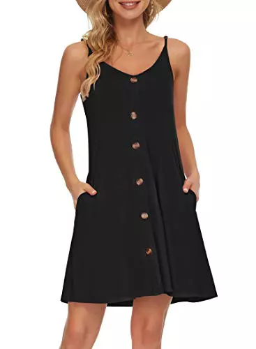 AUSELILY Vestido de Playa Informal con Cuello en V Mujer