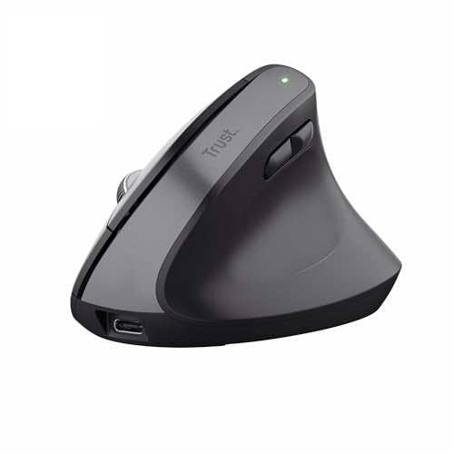 Trust Bayo+ Ratón Vertical Inalámbrico Bluetooth + RF 2.4GHz, Negro