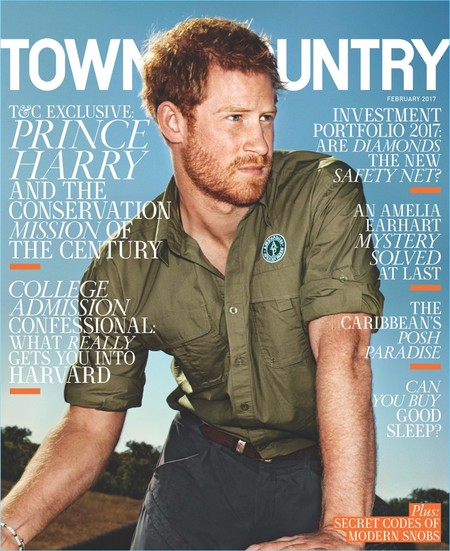 El Príncipe Harry posa así de guapo en la portada de la revista Town & Country