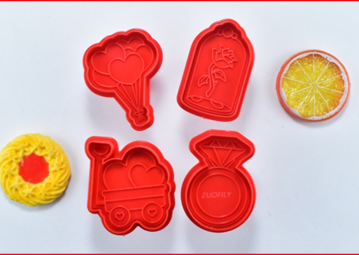 Molde para hornear galletas para el Día de San Valentín, molde cortador de émbolo para galletas, herramientas de decoración de pasteles, 4 piezas
