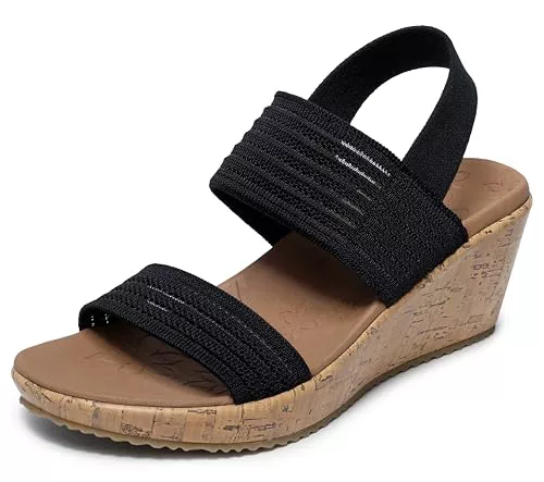 Skechers Beverlee Sheer Glow, Sandalias Mujer, Negro, 37 EU