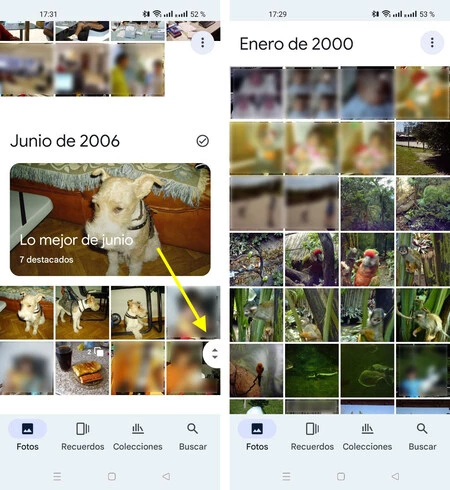 Google フォトで過去に戻る最も簡単な方法は、このコントロールを下にスライドさせることです