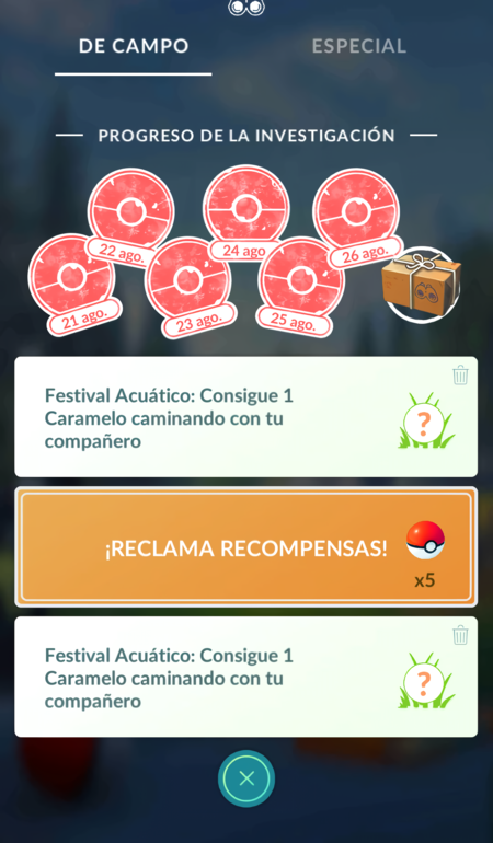 Investigaciones De Campo, Lista de tareas de investigación de campo de Pokémon GO