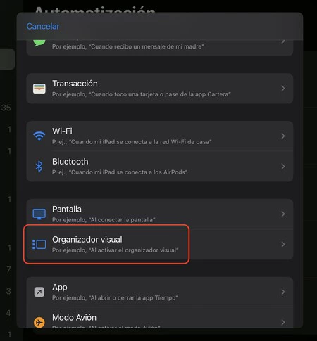 organizador visual atajo ipad